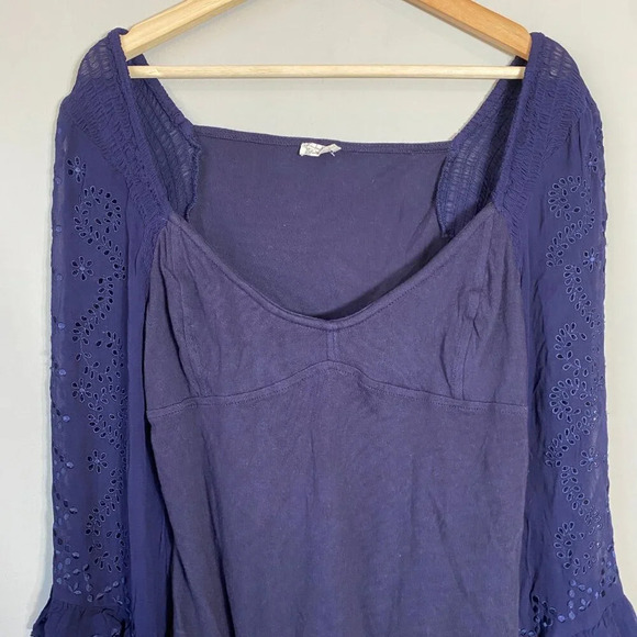 NWOT Free People Intimately FP Enchanted By You Bodysuit Women's Large Navy Silk - Picture 6 of 13
